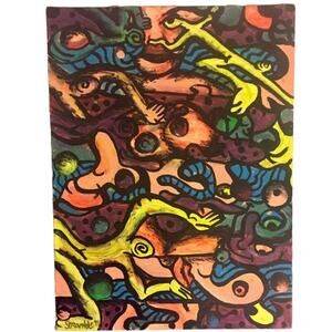 KEITH SCRAMBLE CAMPBELL Vintage Early Original Oil on Canvas Painting 1994 RARE!